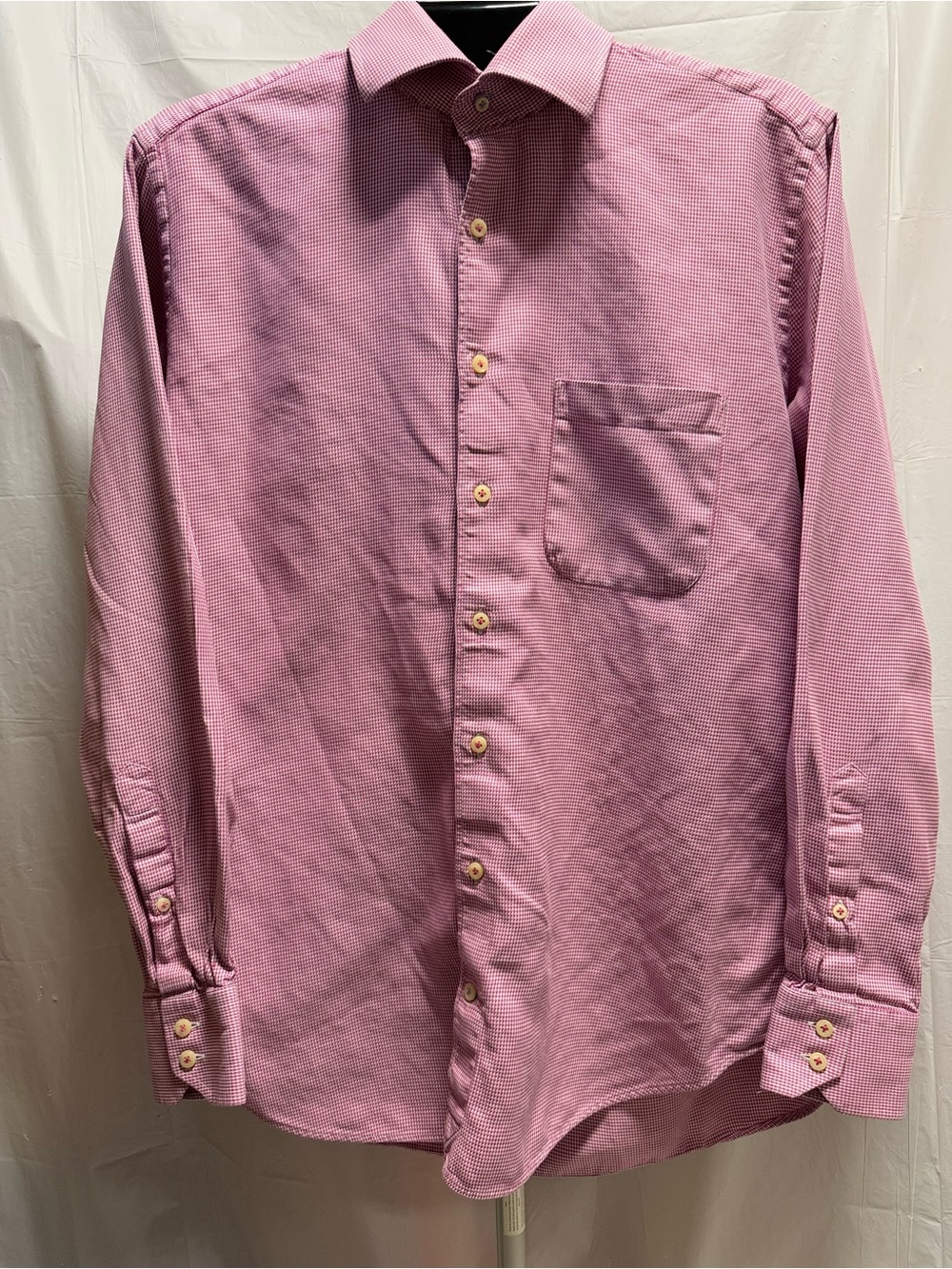 Peter Millar Men’s Large Pink Gingham 100% Cotton Button Down Shirt